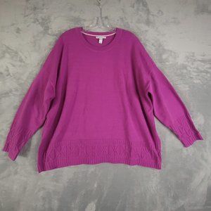 Isaac‎ Mizrahi Live Womens Sweater Pullover Crew Neck Knit Bright Berry 1X